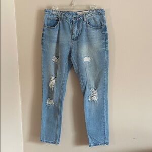 Wishlist Women's High Rise Distressed Blue Jeans